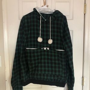 Flannel sweatshirt withfront pouch